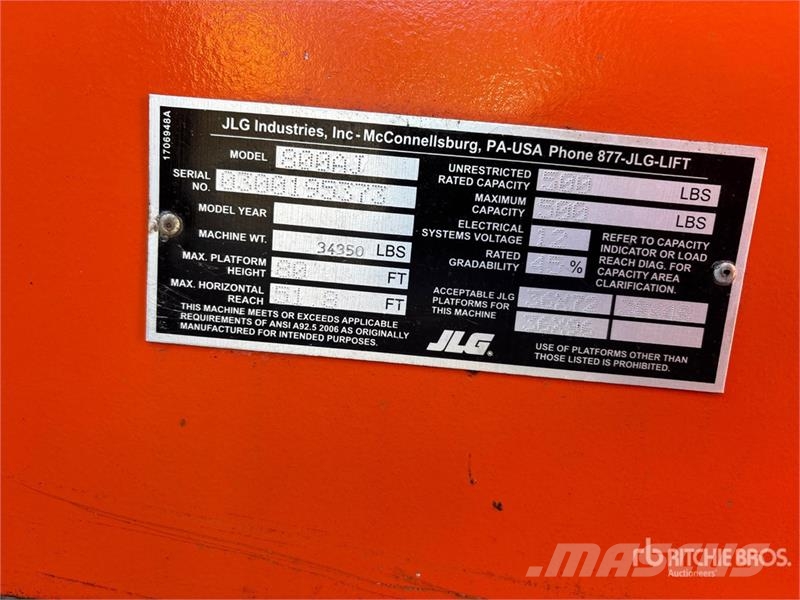 JLG 800 AJ 4WD Diesel Articulating Boom Lift (Inoperab Bomlifte med knækarm