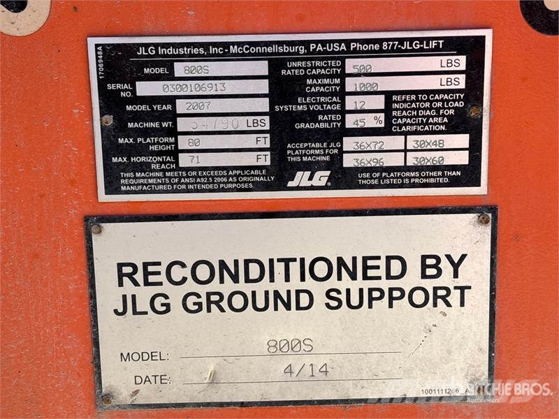 JLG 800S 4WD Diesel Telescopic Boom Lift - Factory Rec Plataformas con brazo de elevación telescópico