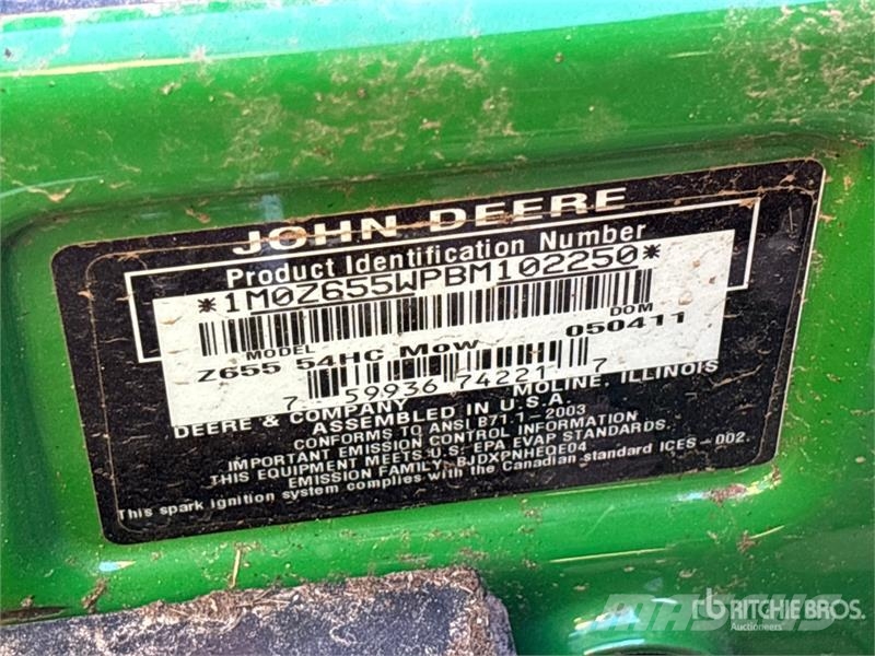 John Deere Z655 54HC Zero-Turn Lawn Mower Päältäajettavat ruohonleikkurit