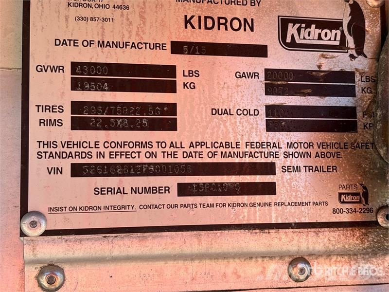 Kidron 28RTPUIASW 28 ft x 102 in S/A Refrigerated Trailer Hladilne polprikolice