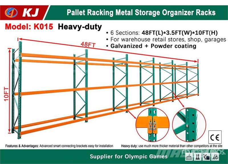 KJ K015 3 ft 6 in x 48 ft Pallet Racking (Unused) Строителство - Други