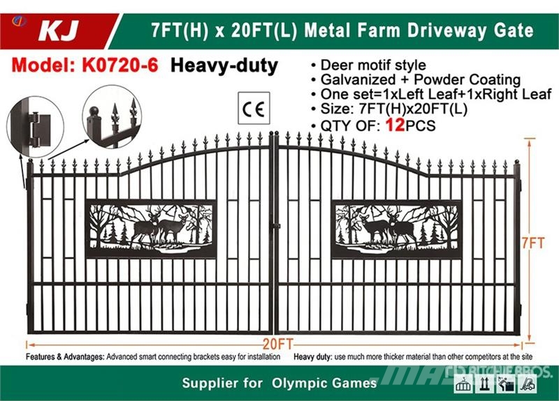 KJ K0720-6 20 ft x 7 ft Wrought Iron Bi-Parting 20 ft Poljoprivreda – ostalo