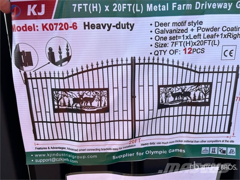 KJ K0720-6 20 ft x 7 ft Wrought Iron Bi-Parting 20 ft 농기계 - 기타