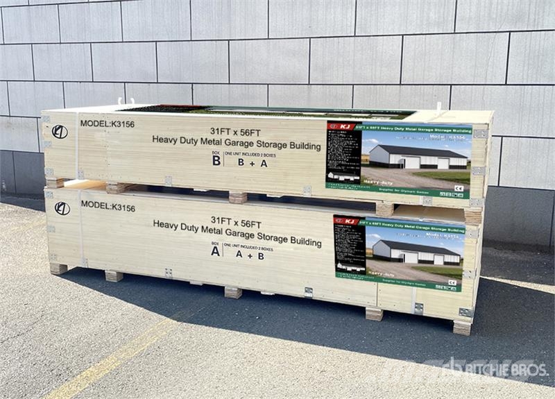 KJ K3156 31 ft x 56 ft Heavy Duty Metal Garage Storag Steel frame buildings