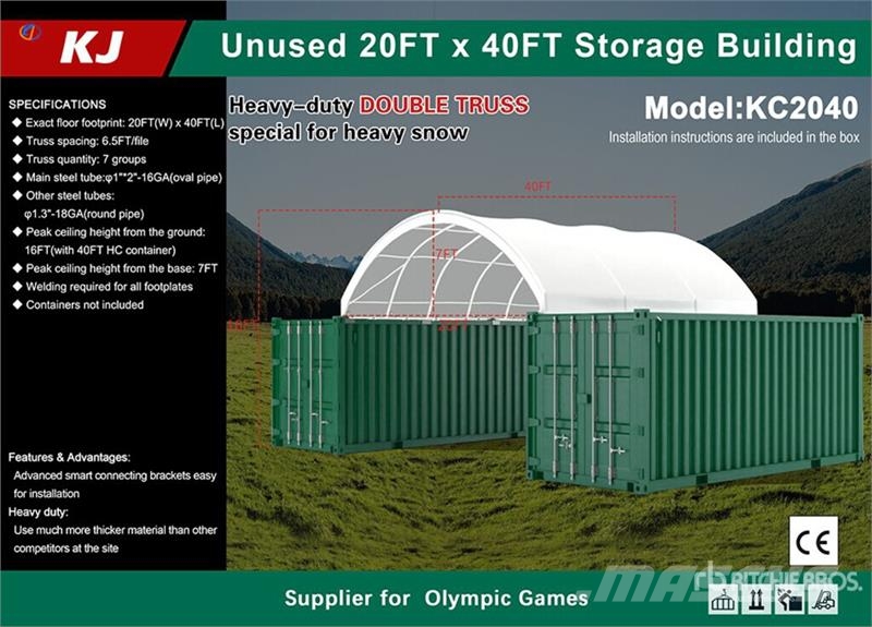 KJ KC2040 20 ft x 40 ft 20 ft x 40 ft Storage Buildin Construction - Others