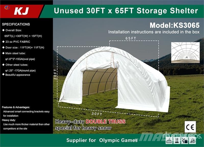 KJ KS3065 30 ft x 65 ft Storage Building (Unused) Stalen constructies