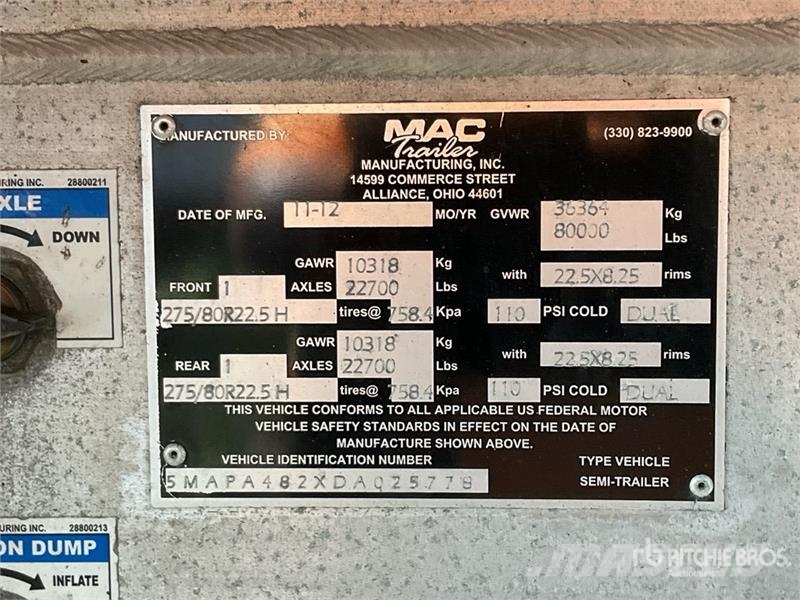 MAC 48 ft T/A Flatbed Trailer Plataforma plana/laterales abatibles