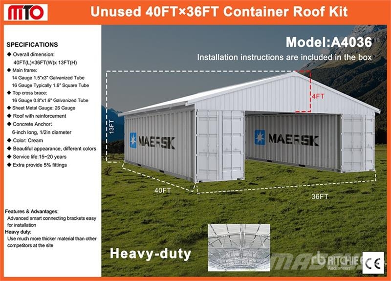  MTO A4036 36 ft x 40 ft Storage Canopy (Unused) Строителство - Други