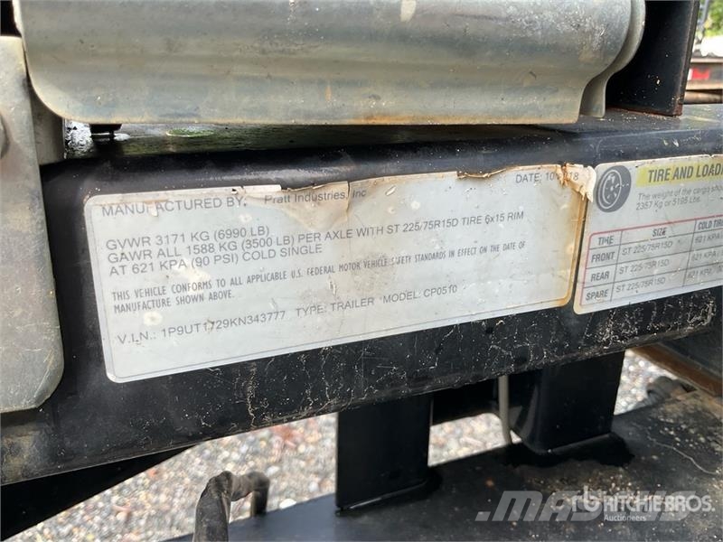  Pratt CP0510 10 ft T/A Equipment Trailer Prikolice za prevoz vozil