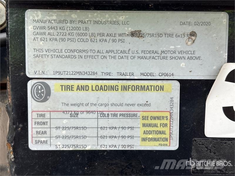 Pratt CP0614 9640 lb 14 ft T/A Equipment Trailer 車両運搬用トレーラー