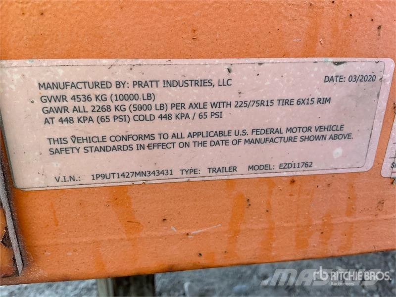 Pratt EZD11762 10 ft T/A Dump Utility Trailer Remorque benne
