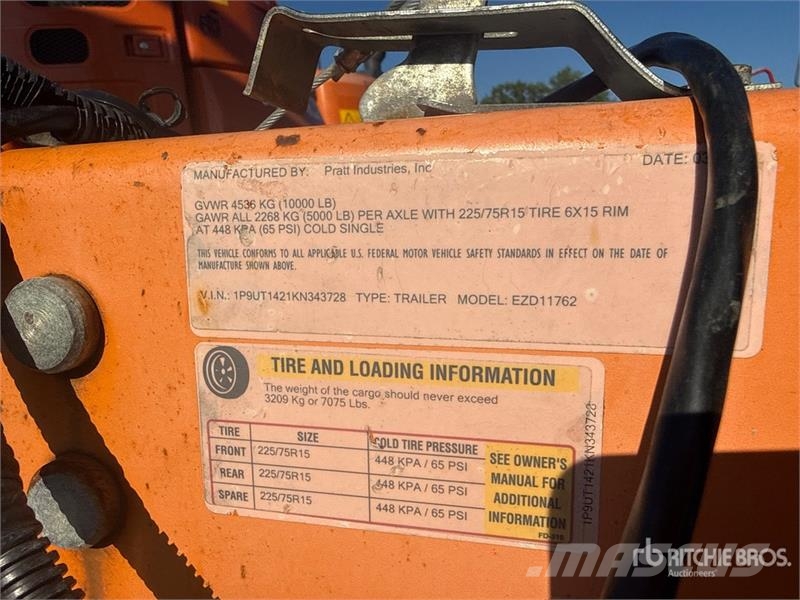 Pratt EZD11762 10 ft T/A Dump Utility Trailer Tipphengere