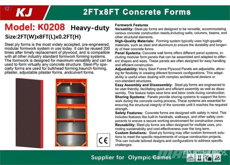 Quantity of (30) KJ K0208 2 ft x 8 ft Steel Frame Betoonivalmistamistarvikud