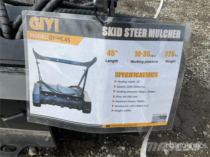  Quantity of  GIYI GY-ML45 32 in Skid Steer Mulcher 林業用マルチャー