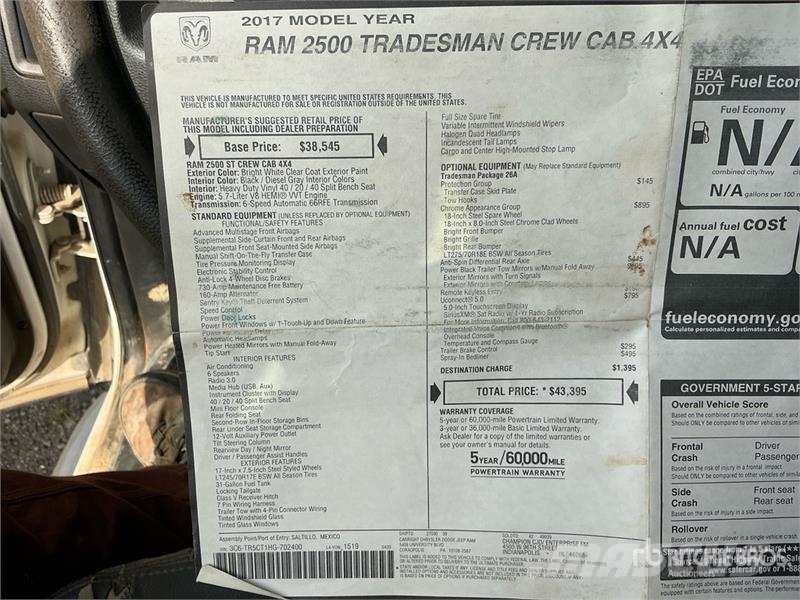 RAM 2500 Tradesman 4x4 Crew Cab Pickup Ostalo