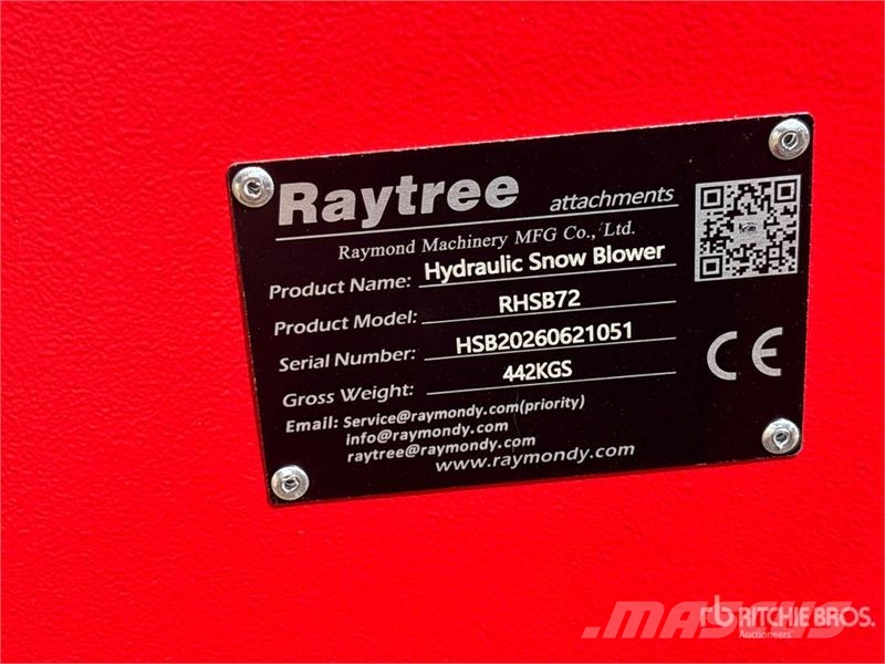  Raytree RHSB72 72 in Skid Steer Snowblower (Unused Snøfresere