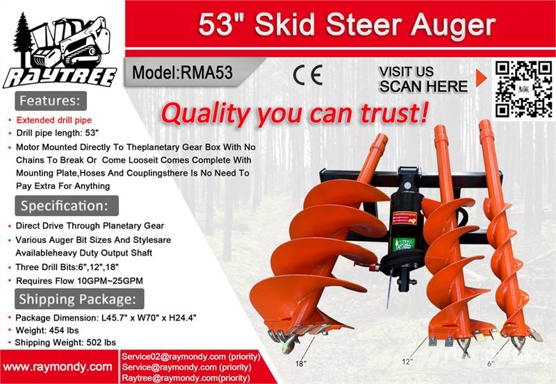  Raytree RMA53 Skid Steer Auger (Unused) 鑽頭