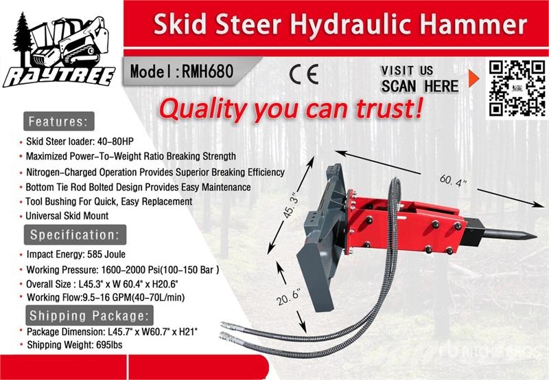 Raytree RMH680 Skid Steer Breaker (Unused) Hydraulik / Trykluft hammere