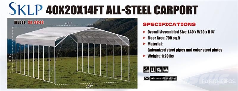 SKLP SK-SC40 20 ft x 40 ft Carport (Unused) Čelični okviri za građevine