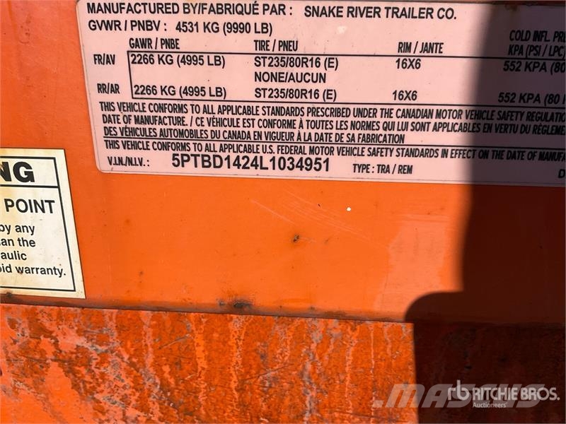Snake River Dump Utility Trailer Remorque benne