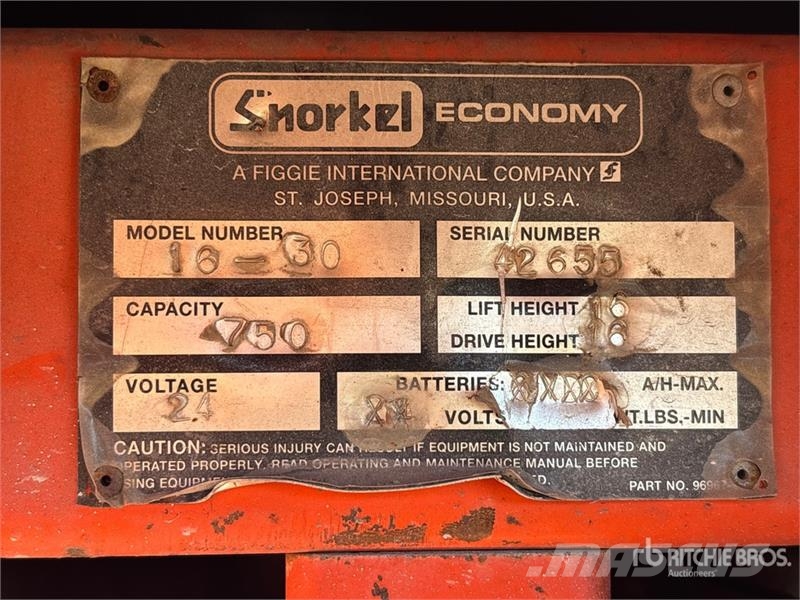 Snorkel Economy 16-30 Electric Scissor Lift Elevadores de tesoura