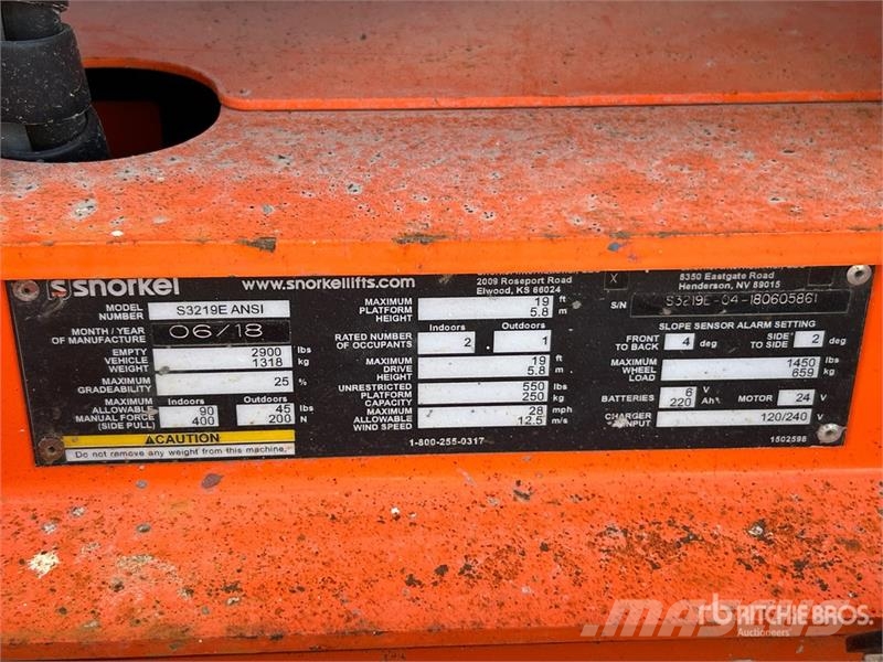 Snorkel S3219E Electric Scissor Lift Žirkliniai keltuvai