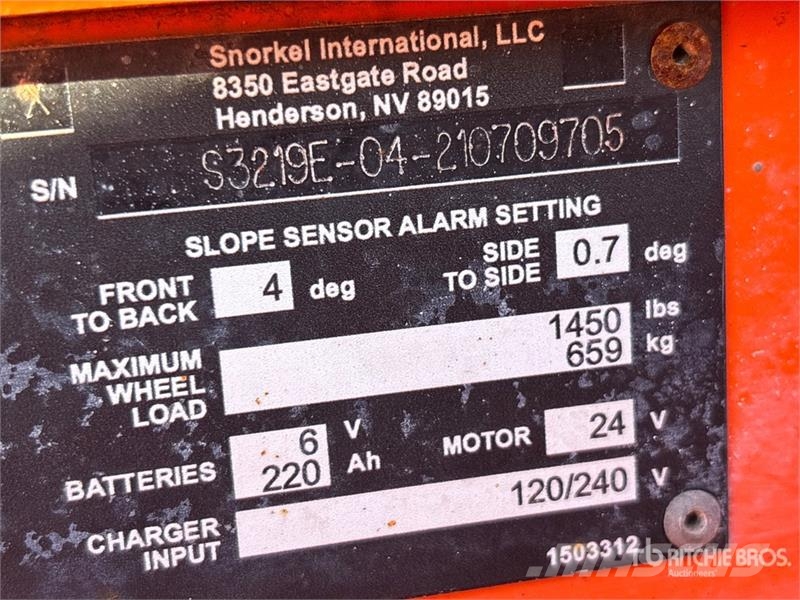 Snorkel S3219E Electric Scissor Lift (Inoperable) Šķerveida pacēlāji