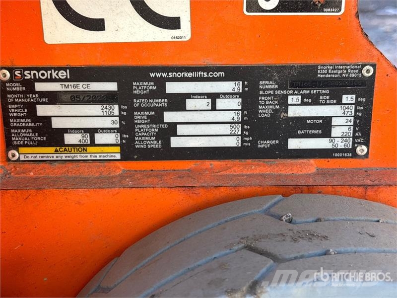 Snorkel TM16E Vertical Mast Lift Vertikaalsed mast tõstukid