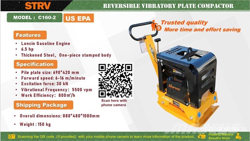STARVOX C160-2 REVERSIBLE Vibratory Plate Compacto Vibratoare