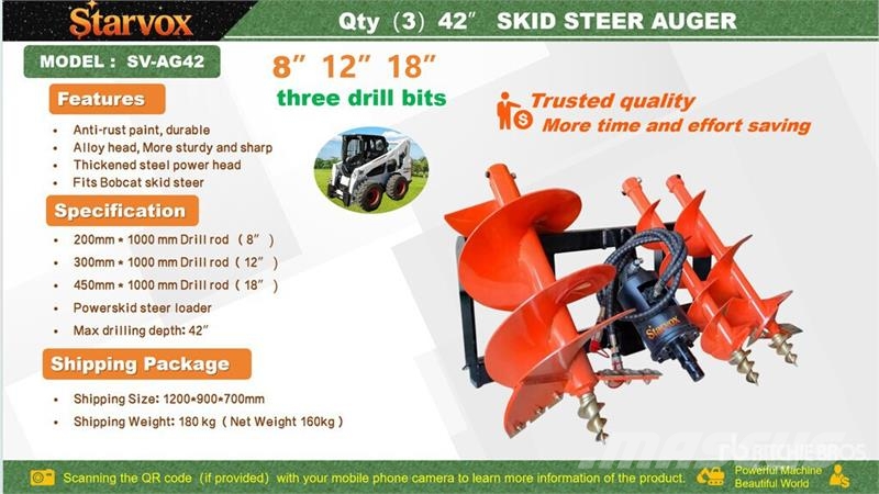 STARVOX SV-AG42 Skid Steer Auger (Unused) Τρυπάνια