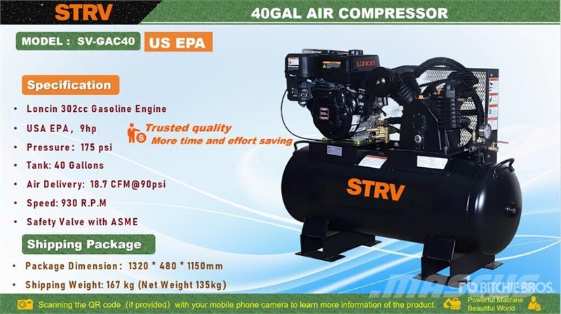 STARVOX SV-GAC40 18.7 cfm 40 gal Air Compressor (U Compressors