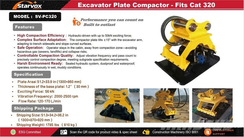 STARVOX SV-PC320 Excavator Plate Compactor Attachm Vibratoare