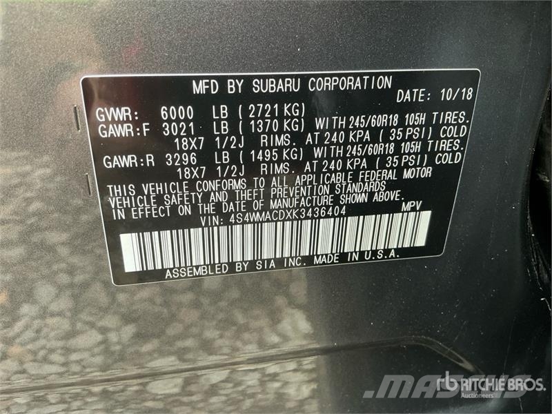 Subaru Ascent AWD SUV Avtomobili