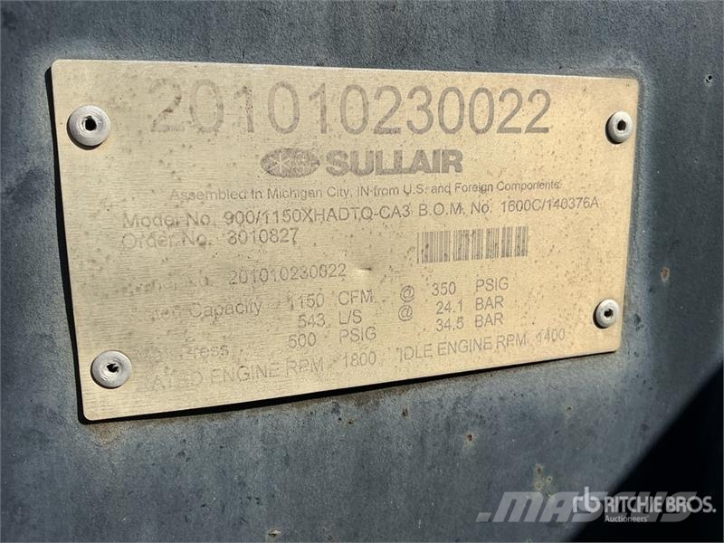 Sullair 1150XH 1150 cfm Mobile Air Compressor 콤푸레샤