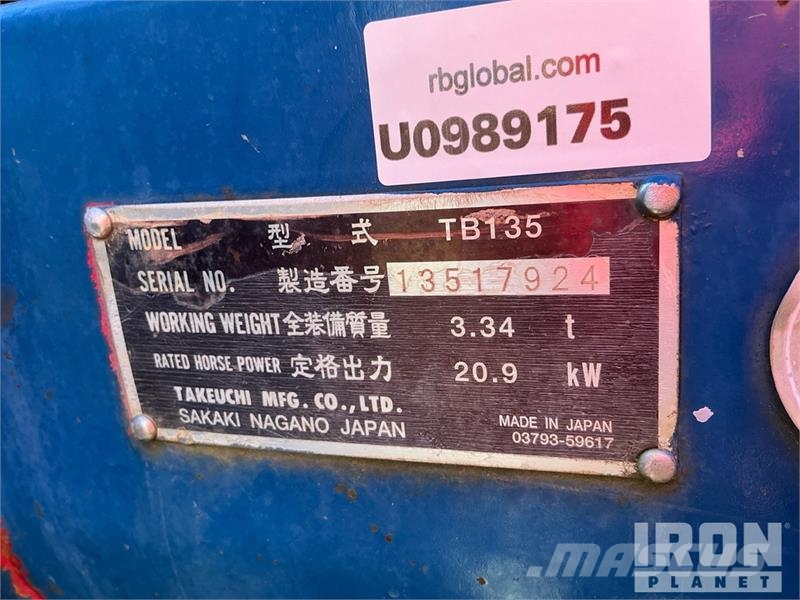 Takeuchi TB135 Minibagger < 7t