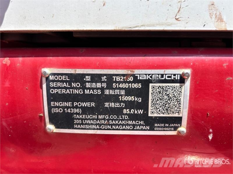 Takeuchi TB2150 Tracked Excavator Beltegraver