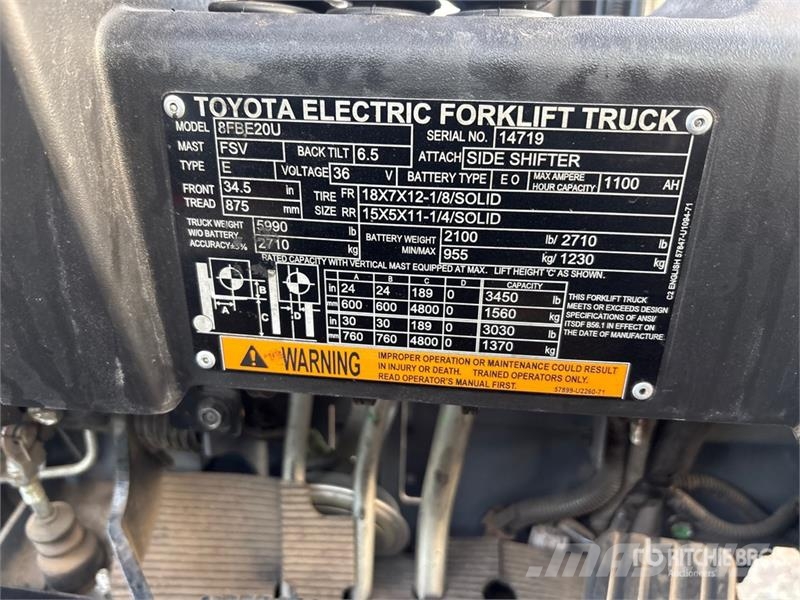 Toyota 8FBE20U 전동 지게차