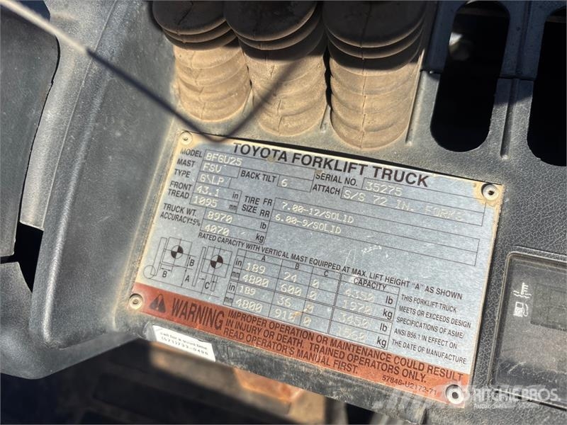 Toyota 8FGU25 4800 lb Cushion Tire Forklift Інше