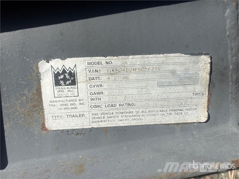 Trail King Tl80med482 T/A Lowboy Trailer 低架裝載車