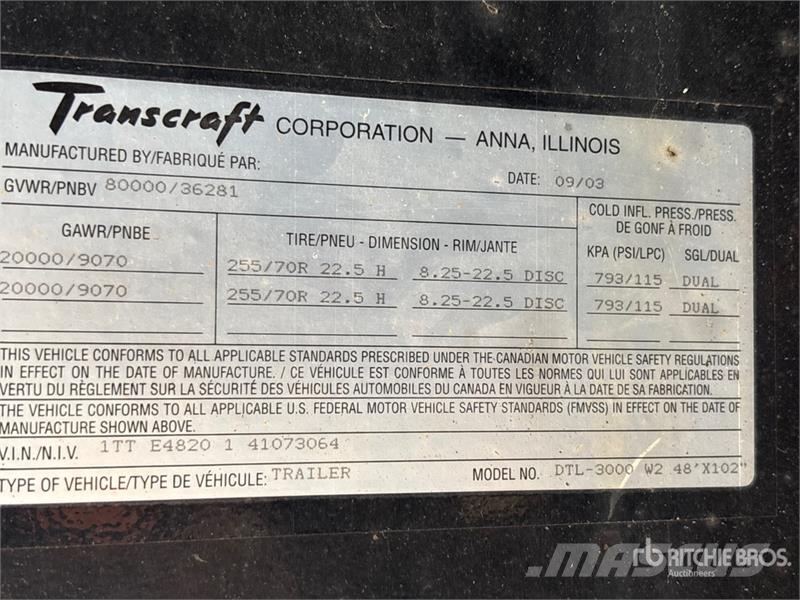 Transcraft DTL-3000 W2 48 ft T/A Spread Axle Step Deck Traile Οχήματα με χαμηλό δάπεδο