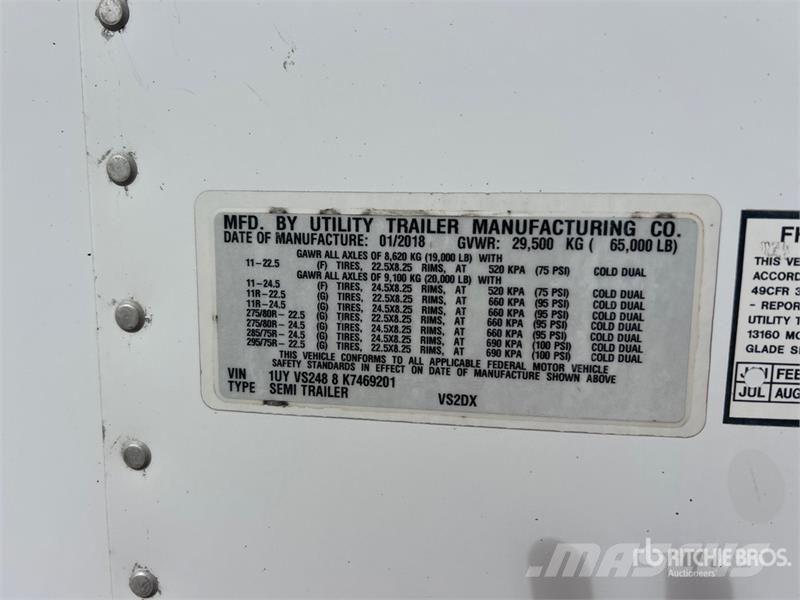 Utility 48 ft x 102 in T/A Van Trailer Dengtos priekabos