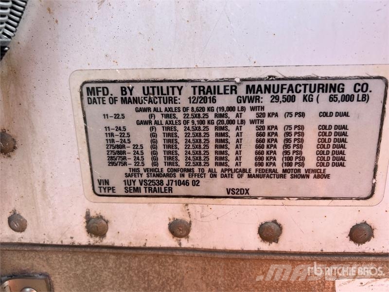 Utility 53 ft x 102 in T/A Van Trailer Dengtos priekabos