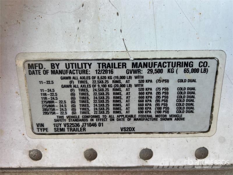 Utility 53 ft x 102 in T/A Van Trailer Dengtos priekabos