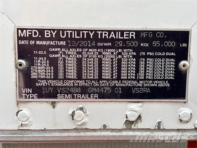 Utility VS2RA 48 ft x 102 in T/A Refrigerated Trailer Temperature controlled semi-trailers