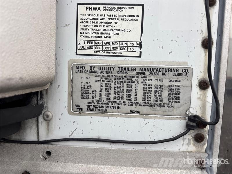 Utility VS2RA 48 ft x 102 in T/A Refrigerated Trailer 冷凍冷蔵トレーラー