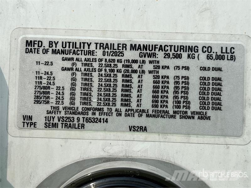Utility VS2RA 53 ft x 102 in T/A Refrigerated Trailer (Ino Piekabes ar temperatūras kontroli