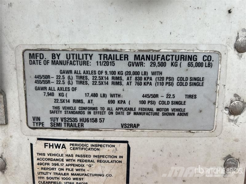 Utility VS2RAP 53 ft x 102 in T/A Refrigerated Trailer Poluprikolice hladnjače