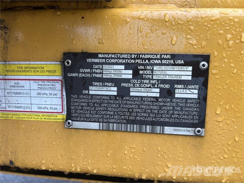 Vermeer BC700XL Tow-Behind Wood Chipper Broyeur de végétaux