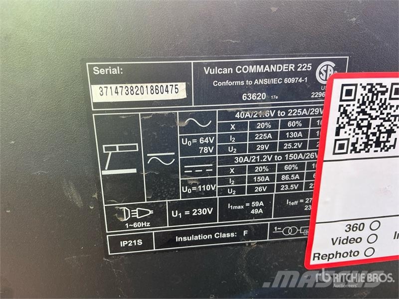  Vulcan 255 A Skid-Mounted Stick Electric Welder Poste à souder
