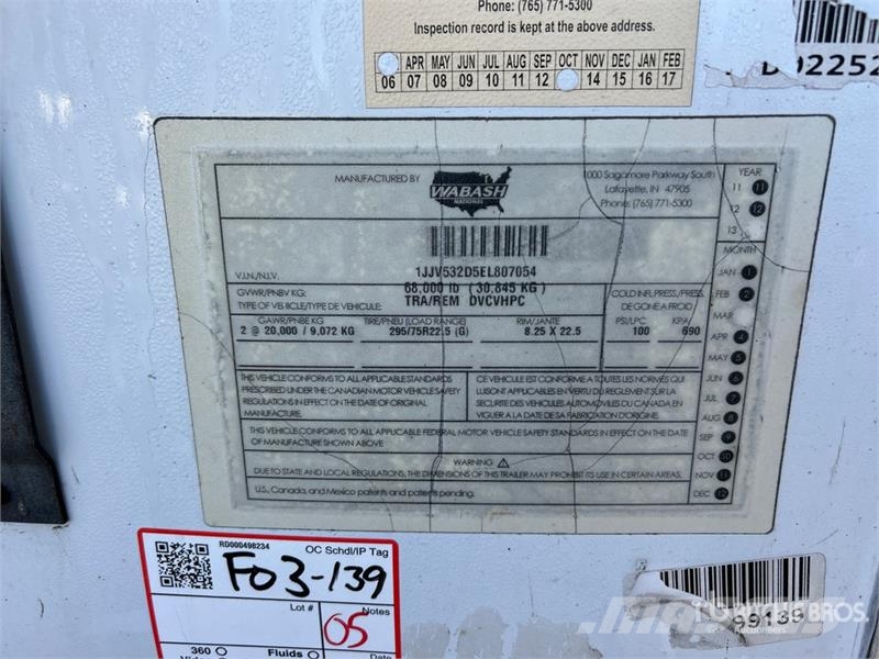Wabash 53 ft x 102 in T/A T/A Van Trailer Przyczepy ze skrzynią zamkniętą